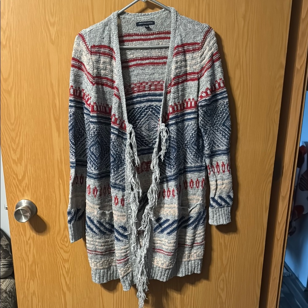 American Eagle Tribal Patterned Long Cardigan - image 1